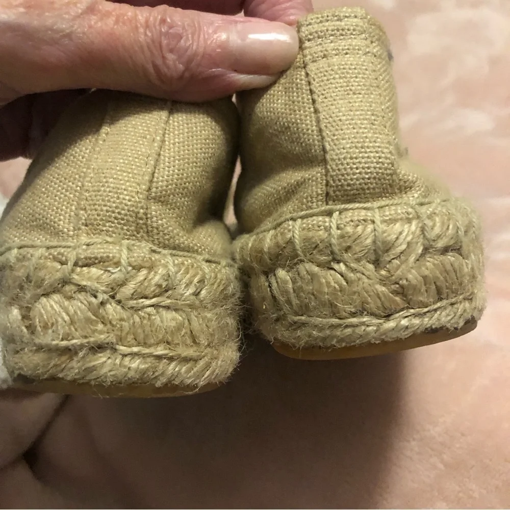 Soludos Tan Jute Canvas‎ Smoking Espadrille Palm Tree Slippers. Size 8.